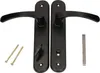 A pair of black door handles with mounting hardware on a white background. Produktbild-Vorschau