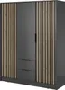 Kleiderschrank Stilo Graphit Grau mit Lamellen – 155 cm, 3 Produktbild-Vorschau 2