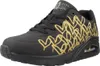 A single black SKECHERS UNO sneaker with gold heart detailing is shown from a side angle against a white background. Voir les images du produit