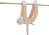 A plush monkey toy hanging from a wooden pole against a white background. Náhľad obrázku produktu