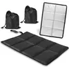 A black foldable outdoor seat cushion and two black drawstring bags are displayed on a white background. Produktbild-Vorschau