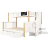 A bunk bed with stairs and drawers, shown against a white background. Produktbild-Vorschau