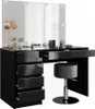 A black vanity table with drawers and a mirror, along with a black stool. Náhled obrázku produktu