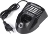 A black power charger for a battery drill is shown on a white background. Produktbild-Vorschau