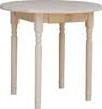 A light wood round dining table with four legs, shown from a front-facing angle against a white background. Náhled obrázku produktu
