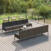 9-tlg. Garten-Lounge-Set mit Auflagen Poly Rattan Grau Produktbild-Vorschau 2