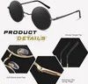 Polarisierte Retro Runde Sonnenbrille UV400 Herren Damen Produktbild-Vorschau 3