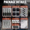 A collage of items included in the package details of a walkie-talkie set, with a background of shipping containers and people in work attire. Produktbild-Vorschau