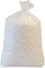 A clear, well-lit studio shot of a large, transparent plastic bag filled with small white pellets. Voir les images du produit