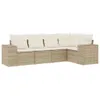 5-tlg. Garten-Sofagarnitur mit Kissen Beige Poly Rattan Produktbild-Vorschau 2