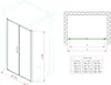 Technical drawings and a size chart for a shower door. Produktbild-Vorschau