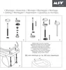 Diagrams showing the assembly steps for a toilet seat, with text in multiple languages. Produktbild-Vorschau