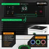 Close-up of a dehumidifier's control panel and a partial view of the appliance, with diagrams and text explaining its features. Anteprima dell’immagine prodotto
