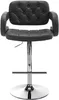 A black bar stool with a chrome base and adjustable height. Náhled obrázku produktu