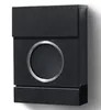A black mailbox with a circular silver-trimmed window is shown against a white background. Produktbild-Vorschau