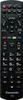 A black TV remote control with various buttons. Produktbild-Vorschau