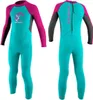 A full-body wetsuit for toddlers, shown from front and back. Produktbild-Vorschau