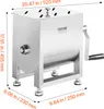 A stainless steel meat mixer with dimensions indicated by text overlays. Náhľad obrázku produktu