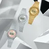 Three Casio watches are displayed on a white and gray geometric background. Produktbild-Vorschau