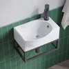 AQUALAVOS Waschbecken Handwaschbecken weiß eckig oval klein Produktbild-Vorschau 5