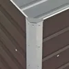 Close-up of the corner of a brown metal raised garden bed, showing the silver metal corner support. Produktbild-Vorschau