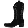VAN HILL Damen Cowboystiefel Stiefel Stickereien Schuhe Produktbild-Vorschau 2