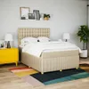 Möbel Boxspringbett mit Matratze Creme 140x200 cm Stoff - Produktbild-Vorschau 3