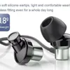 Close-up of two black and silver earphones with black silicone eartips, with text describing their features. Voir les images du produit