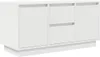 A white TV cabinet with two doors on the left and two drawers on the right, shown from a slight angle on a white background. Náhľad obrázku produktu