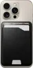 A black card holder attached to the back of a smartphone. Produktbild-Vorschau