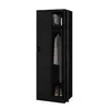 A black metal locker with its doors open, revealing clothes hanging inside and shoes at the bottom. Produktbild-Vorschau