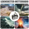 A collage of images showing different natural disasters surrounding a weather radio. Produktbild-Vorschau
