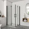 76x80x195cm Schwarz Faltbar+drehbar 6mm Nano ESG Glas  Produktbild-Vorschau 1