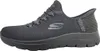 A side view of a black Skechers Slip-Ins shoe. Voir les images du produit