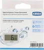 The image shows the packaging of a digital refrigerator/freezer thermometer. The packaging is white with blue and black text and graphics. A small digital thermometer is visible on the front of the packaging. Podgląd zdjęcia produktu
