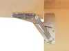 A close-up shot of a metal hinge mechanism attached to a wooden surface. Produktbild-Vorschau