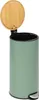 A green pedal bin with an open bamboo lid, shown against a white background. Produktbild-Vorschau