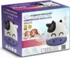 The image shows the retail packaging of a compressor nebulizer designed for children, featuring a cow cartoon character. Anteprima dell’immagine prodotto