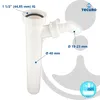 A white plastic sink siphon pipe with measurement labels. Produktbild-Vorschau