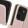 Close-up view of a rose gold phone case with a visible camera module and side buttons. Produktbild-Vorschau