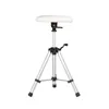 A white padded stool with a silver tripod base, shown against a white background. Produktbild-Vorschau