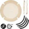 A product shot of a beige nest swing and its components, along with assembly icons. Produktbild-Vorschau