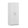 A white two-door wardrobe with silver handles against a white background. Produktbild-Vorschau