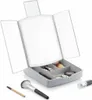 A makeup organizer with a lighted mirror and makeup accessories. Anteprima dell’immagine prodotto