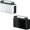 Two toasters, one white and one black, are shown side-by-side against a white background. Náhled obrázku produktu