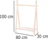 A wooden clothes rack with a shelf, shown against a white background with dimensions indicated. Produktbild-Vorschau