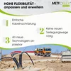 Construction site with trucks and pipes, overlaid with marketing text and graphics. Produktbild-Vorschau