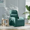 A dark green recliner chair is placed in a well-lit room with natural light streaming in from a window, casting shadows on the wall and floor. A small wooden side table with books and a plant sits next to the chair. Náhľad obrázku produktu