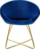 A blue velvet chair with gold metal legs on a white background. Náhled obrázku produktu