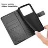 A hand is holding a black phone case, showing its interior and exterior. Produktbild-Vorschau